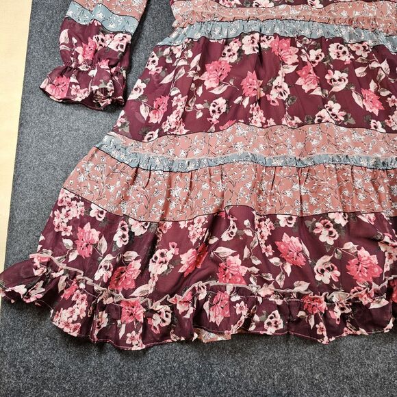 Sage the Label Dress Womens Medium Burgundy Bohemian Cottage Core Prairie Floral - Picture 16 of 16